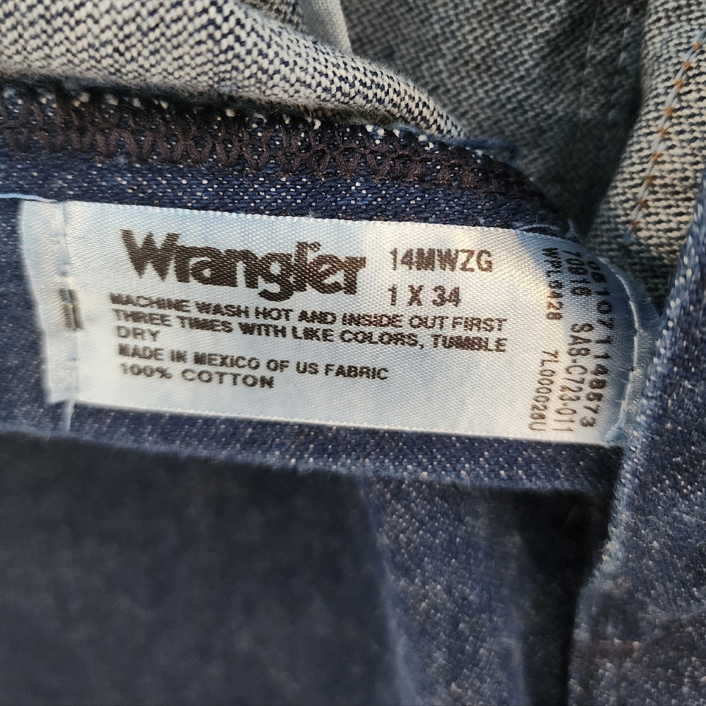 Wrangler Vintage Deep Blue Straight Western Jeans 1×34 - Picture 4 of 4